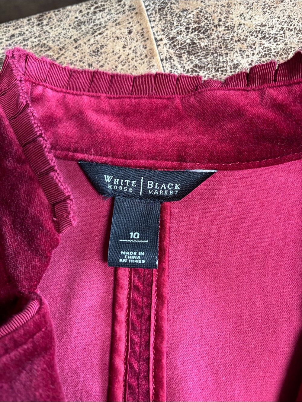 White House Black Market Deep Berry Velvet Blazer - Picture 2 of 4